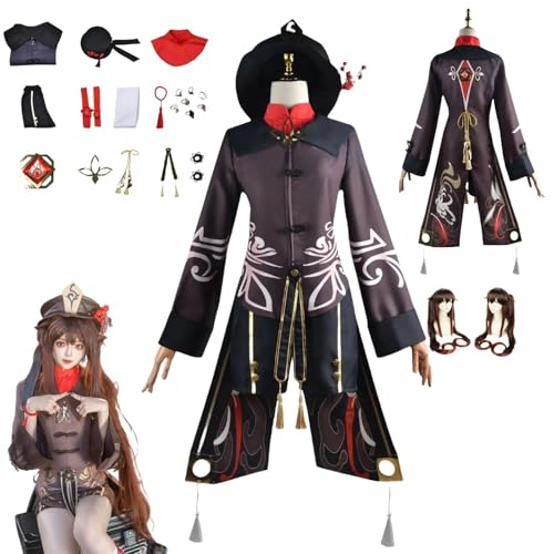 Genshin Impact Hu Tao Anime-Rollenspiel-Kostüm Cosplay Kostüm Für Perücken Für Erwachsene, Halloween-Karneval-Party von HBQC
