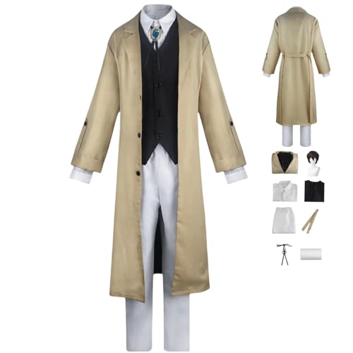 HBQC Anime Rollenspiel Kostüm Bungo Stray Dogs'Dazai osamucospIay Kostüm komplette Paruke Kostüm Erwachsene Fashion Halloween Karneval Party Dress-up von HBQC