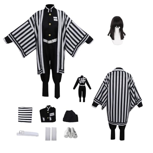 HBQC Anime-Rollenspiel-Kostüm Demon Slayer'Iguro Obanai CospIay Kostüm Komplettset Perücken Kostüm Erwachsene Fashion Halloween Karneval Party Dress-up von HBQC
