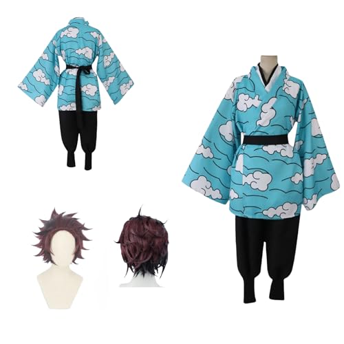 HBQC Anime Rollenspiel Kostüm 'Demon Slayer' Kamado TanjiroucospIay Kostüm Komplettset Perücken Kostüm Erwachsene Kostüm Halloween Karneval Party von HBQC
