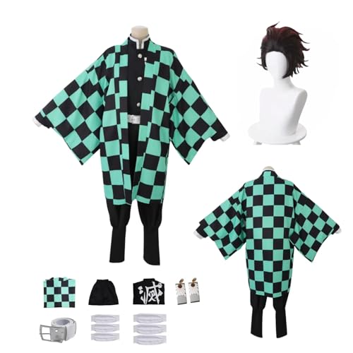 HBQC Anime-Rollenspiel-Kostüm Demon Slayer'Kamado TanjiroucospIay-Kostüm für Perücken Kostüm für Erwachsene Halloween-Karneval-Party-Kostüm von HBQC