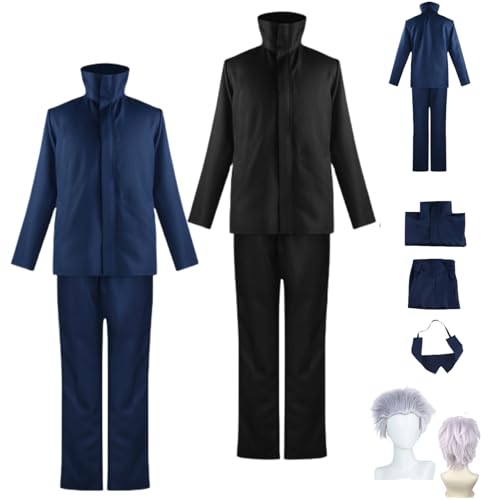 HBQC Anime Rollenspiel Kostüm Jujutsu Kaisen'Gojo Satoru Cosplay Kostüm Komplettset Perücken Kostüm Erwachsene Kostüm Halloween Karneval Party von HBQC