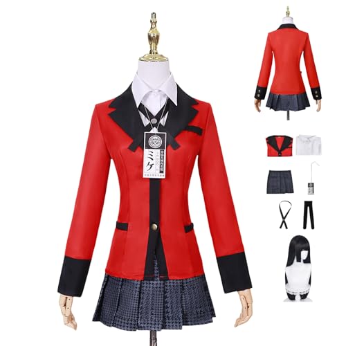 HBQC Anime Rollenspiel Kostüm Kakegurui'Jabami Yumeko'cospIay Kostüm Komplettset Perücken Kostüm für Erwachsene Halloween-Karneval-Party-Kostüm von HBQC