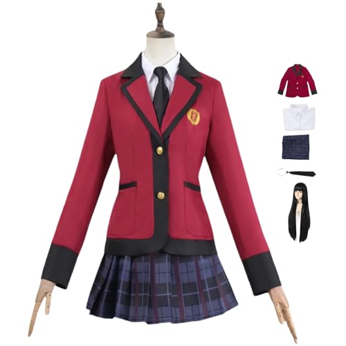 HBQC Anime Rollenspiel Kostüm Kakegurui'Jabami Yumeko'cospIay Kostüm Komplettset Perücken Kostüm für Erwachsene Halloween-Karneval-Party-Kostüm von HBQC