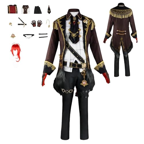 HBQC Genshin Impact Diluc Anime-Rollenspiel-Kostüm Cosplay Kostüm Für Perücken Für Erwachsene, Halloween-Karneval-Party von HBQC