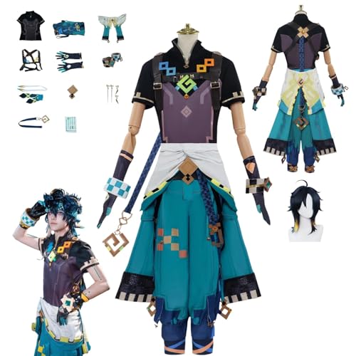 HBQC Genshin Impact Kinich Anime-Rollenspiel-Kostüm Cosplay Kostüm Für Perücken Für Erwachsene, Halloween-Karneval-Party von HBQC