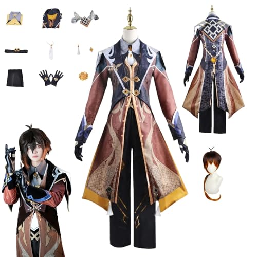 HBQC Genshin Impact Morax Anime-Rollenspiel-Kostüm Cosplay Kostüm Für Perücken Für Erwachsene, Halloween-Karneval-Party von HBQC