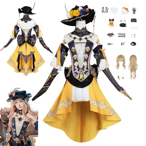 HBQC Genshin Impact Navia Anime-Rollenspiel-Kostüm Cosplay Kostüm Für Perücken Für Erwachsene, Halloween-Karneval-Party von HBQC