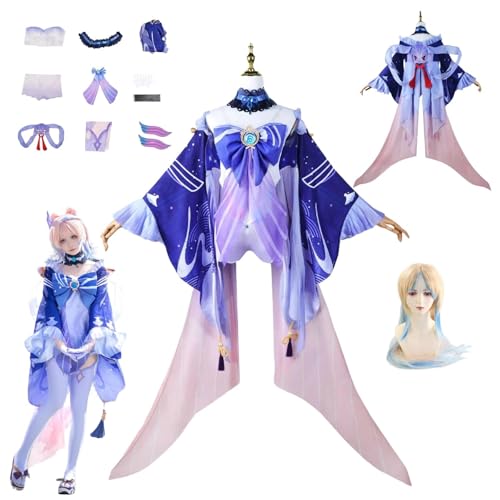 HBQC Genshin Impact Sangonomiya Kokomi Anime-Rollenspiel-Kostüm Cosplay Kostüm Für Perücken Für Erwachsene, Halloween-Karneval-Party von HBQC