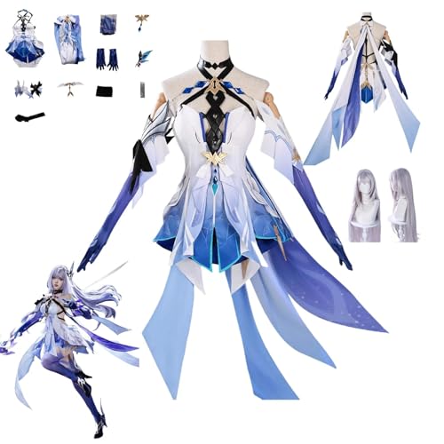 HBQC Genshin Impact Skirk Anime-Rollenspiel-Kostüm Cosplay Kostüm Für Perücken Für Erwachsene, Halloween-Karneval-Party von HBQC