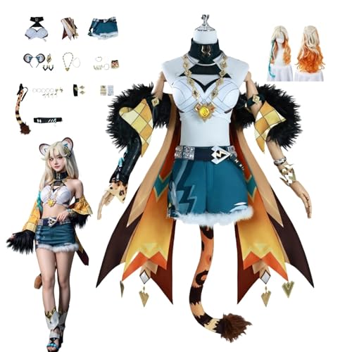 HBQC Genshin Impact Xilonen Anime-Rollenspiel-Kostüm Cosplay Kostüm Für Perücken Für Erwachsene, Halloween-Karneval-Party von HBQC