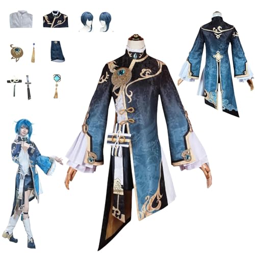 HBQC Genshin Impact Xingqiu Anime-Rollenspiel-Kostüm Cosplay Kostüm Für Perücken Für Erwachsene, Halloween-Karneval-Party von HBQC