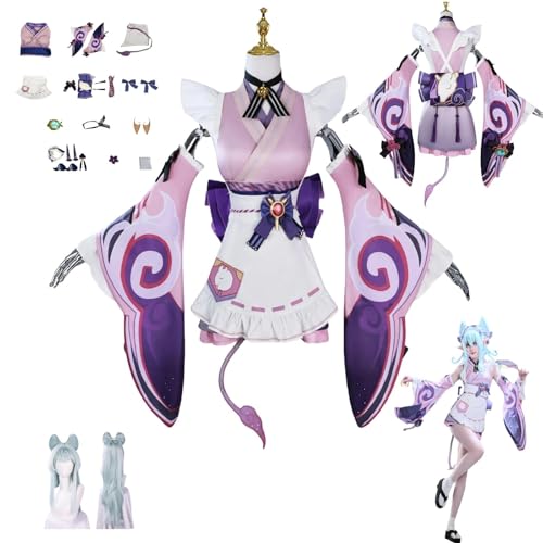 HBQC Genshin Impact Yumemizuki Mizuki Anime-Rollenspiel-Kostüm Cosplay Kostüm Für Perücken Für Erwachsene, Halloween-Karneval-Party von HBQC