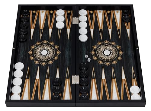HBS GAMES Midnight Pearl Design Backgammon Strategie Brettspiel Würfelspiel, 48 Zentimeter aus Holz mit Acryl-Spielsteinen Freunde und Erwachsene von HBS GAMES