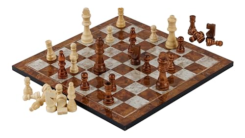 HBS GAMES Mocha Design Klassisches Schachspiel aus Holz 37 cm Schach und Dame Spiel Chess Board Set Perfektes Familienspiel mit Handgefertigtes Hochwertiges Schachbrett von HBS GAMES