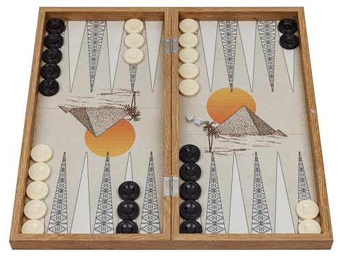 HBS GAMES Mysterious Pyramid Design Backgammon Limited Edition Strategie Brettspiel Würfelspiel, 48 Zentimeter aus Holz mit Acryl-Spielsteinen Freunde und Erwachsene von HBS GAMES