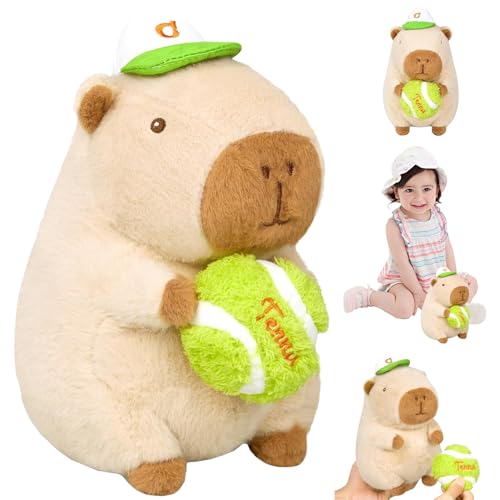 Capybara Plüschtier, Capybara Kuscheltier mit Baseball Stofftier, Capybara Animal Spielzeug, Simulation Tier Capybara Puppen, Capybara Plushie Puppen, Stofftier Capybara, für Jungen und Mädchen von HBSFBH