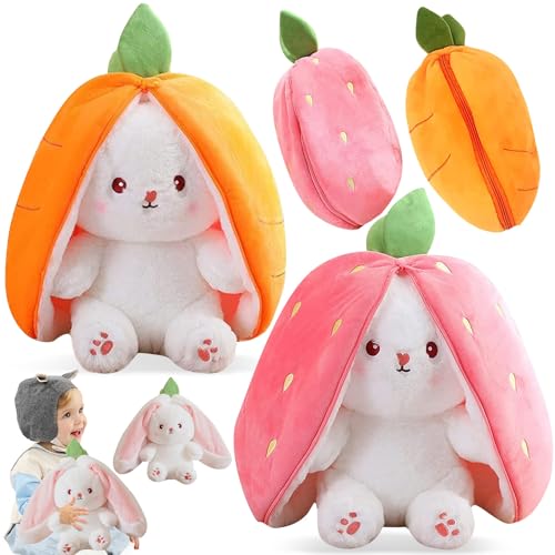 Gefülltes Kaninchen mit Karotten und Erdbeeren, 2 Stück Hasen Kuscheltier Verstecken, Plush Hasen Karotten, Hasen verstecken plüsch, Hasenpuppe, Kuscheltier Osterhase Puppe Geschenk für Kinder Gefülltes Kaninchen mit Karotten und Erdbeeren, 2 Stück Hasen Kuscheltier Verstecken, Plush Hasen Karotten, Hasen verstecken plüsch, Hasenpuppe, Kuscheltier Osterhase Puppe Geschenk für Kinder von HBSFBH