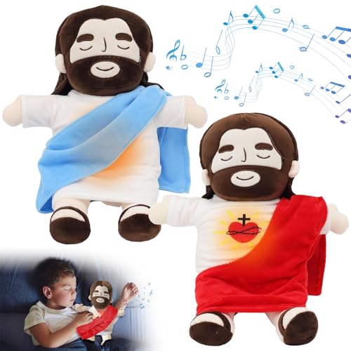 HBSFBH Jesus Plüschtier mit Atembewegung und Musik, 2 Stück Schlummer Jesus Kuscheltier, Jesus Kuscheltier mit Herzschlag, Jesus Stofftier Plüsch, Musikalisches Kuscheltier mit beruhigenden Klängen HBSFBH Jesus Plüschtier mit Atembewegung und Musik, 2 Stück Schlummer Jesus Kuscheltier, Jesus Kuscheltier mit Herzschlag, Jesus Stofftier Plüsch, Musikalisches Kuscheltier mit beruhigenden Klängen von HBSFBH