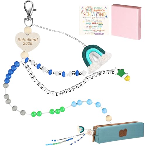 HBSFBH Schulanfang Rechenkette, Schultüte Mädchen Rechenkette 1. Klasse mit Geschenkbox, Rechenkette, Schultüte Mädchen Rechenkette, Junge Blau Rechenkette, mit Grußkarte Geschenkbox, als Geschenk von HBSFBH