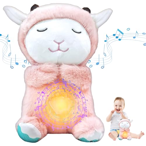 HBSFBH Schlummer Koala, Schlummer Otter, Schaf Kuscheltier Für Kinder, Einschlafhilfe Plüschtier mit Atembewegung und Musik, Beruhigendes Schlafspielzeug, Geschenk für Mädchen und Jungen von HBSFBH