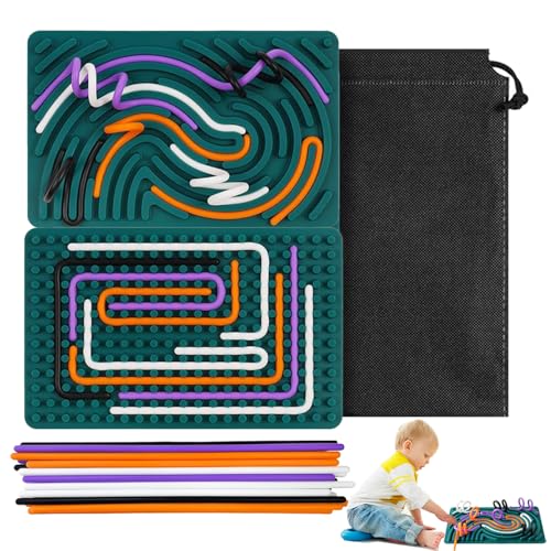 Sensory Activity Board, Beruhigendes Fidget-Spielzeug aus Silikon, Leises Brett, Sensory Fidget Board, Silent Sensory Board, Silicone Fidget Toy, mit Tragbarer Reisetasche, für Beruhigung (Dark Green) Sensory Activity Board, Beruhigendes Fidget-Spielzeug aus Silikon, Leises Brett, Sensory Fidget Board, Silent Sensory Board, Silicone Fidget Toy, mit Tragbarer Reisetasche, für Beruhigung (Dark Green) von HBSFBH