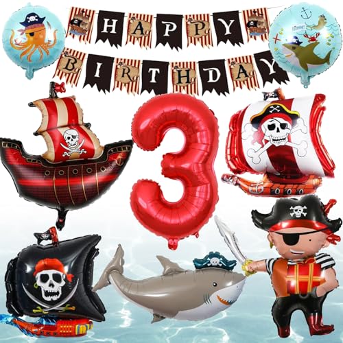 Pirate 3. Geburtstag Deko, Party Deko Kinder Pirate Luftballon, Piratenschiff Ballon, Piraten Deko Kindergeburtstag Luftballon Set, Kinder Piraten Folienballon, für Kindergeburtstag Geburtstagsfeier Pirate 3. Geburtstag Deko, Party Deko Kinder Pirate Luftballon, Piratenschiff Ballon, Piraten Deko Kindergeburtstag Luftballon Set, Kinder Piraten Folienballon, für Kindergeburtstag Geburtstagsfeier von HBSFBH