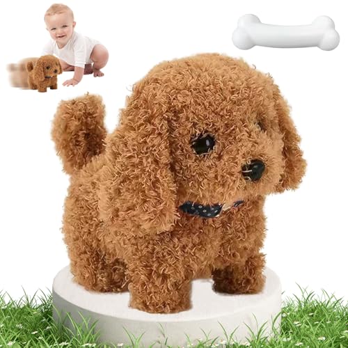 Realistischer Roboter Welpe, Elektronisches Haustier Hund Für Kinder, Interaktives Hund Spielzeug Kinder, Plüschiger Laufender Welpe Hund, Bellendes Hunde Spielzeug für Jungen und Mädchen von HBSFBH