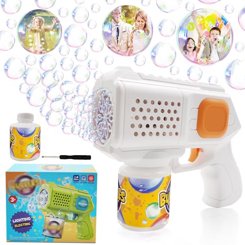 Seifenblasen-Pistole, Seifenblasenpistolen, Seifenblasenmaschine für Kinder, Bubble Gun Kinder 5000+ Blasen mit Seifenblasenlösung, Seifenblasen Pistole für Kinder, Bubble Maschine Sommerparty von HBSFBH