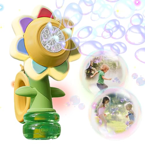 Sonnenblumen Seifenblasenmaschine, Automatische Bubble Maschine, Glühende luftblasen Maschine, Wiederaufladbare tanzende Sonnenblumen Seifenblasenmaschine, für Jungen und Mädchen von HBSFBH