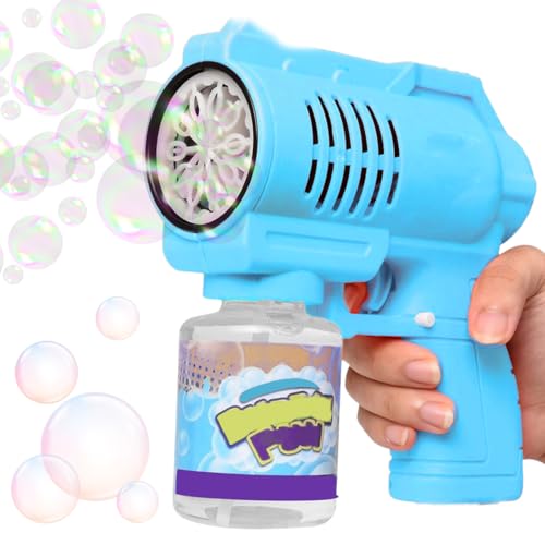 HBSFBH Seifenblasenpistole für Kinder, LED Seifenblasenpistole, Automatische Seifenblasenpistole, Bubble Gun Machine mit Licht, Blasenspielzeug Geschenk für Party (mit 130ML Seifenblasenlösung) von HBSFBH