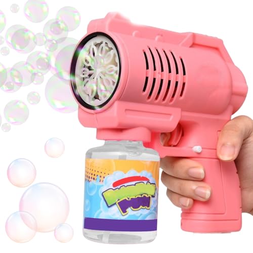 HBSFBH Seifenblasenpistole für Kinder, LED Seifenblasenpistole, Automatische Seifenblasenpistole, Bubble Gun Machine mit Licht, Blasenspielzeug Geschenk für Party (mit 130ML Seifenblasenlösung) von HBSFBH