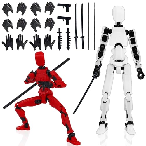 T13 Action Figure, Titan 13 Action Figure, Mit 4 Waffen + 3 Handtypen, 2PCS T13 Action Figures 3D-Druck von Beweglichen Figuren mit Mehreren Gelenken, Roboter-Actionfigur, Desktop-Dekorationen von HBSFBH