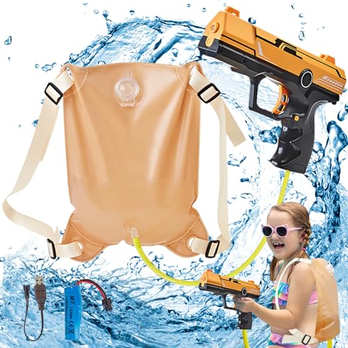 Wasserpistole Elektrisch für Kinder Erwachsene, Rucksack Automatische Wasserpistole Sommer Geschenk für Erwachsene, Kinder (M1) von HBSFBH