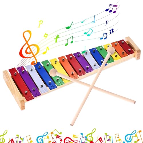 Xylophon Glockenspiel Holz, Holz Bunt Xylophon, Xylophon für Kinder, Xylophon mit 2 Schlägel, Bunt Xylophon für Kinder, Holz Xylophon für Kinder, Musikinstrument für Mädchen und Jungen ab 3 Jahren von HBSFBH