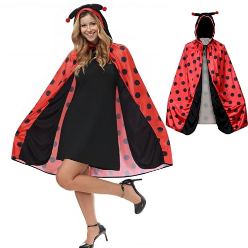 Marienkäfer Kostüm Umhang, Damen Marienkäfer Kostüm, Marienkäfer Cape mit Kapuze für Erwachsenen, Faschingskostüme Damen, Karneva Marienkäfer Kostüm, für Karneval, Cosplay, Fasching, Mottoparty Marienkäfer Kostüm Umhang, Damen Marienkäfer Kostüm, Marienkäfer Cape mit Kapuze für Erwachsenen, Faschingskostüme Damen, Karneva Marienkäfer Kostüm, für Karneval, Cosplay, Fasching, Mottoparty von HBWHNIU