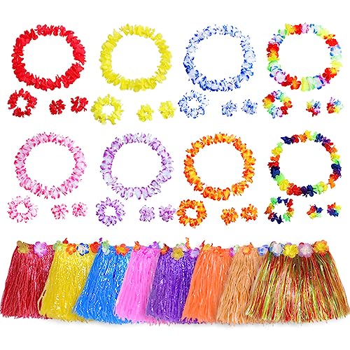 HBell 40Pcs Hawaii Gras Rock Hawaii Girlanden,Hawaii Leis Armband Stirnband Halskette,8 Set Hawaii Gras Röcke Kostüm Fancy Dress für Kinder Erwachsene tropische Party Dekorationen HBell 40Pcs Hawaii Gras Rock Hawaii Girlanden,Hawaii Leis Armband Stirnband Halskette,8 Set Hawaii Gras Röcke Kostüm Fancy Dress für Kinder Erwachsene tropische Party Dekorationen von HBell