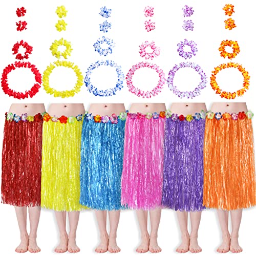 HBell 6 Set 30 Stück hawaiianische Grasröcke und hawaiianische Girlanden,hawaiianische Leis-Armband,Stirnband,Kostüm,Verkleidung,für Kinder und Erwachsene,Sommer,Strand,tropische Party-Dekorationen HBell 6 Set 30 Stück hawaiianische Grasröcke und hawaiianische Girlanden,hawaiianische Leis-Armband,Stirnband,Kostüm,Verkleidung,für Kinder und Erwachsene,Sommer,Strand,tropische Party-Dekorationen von HBell