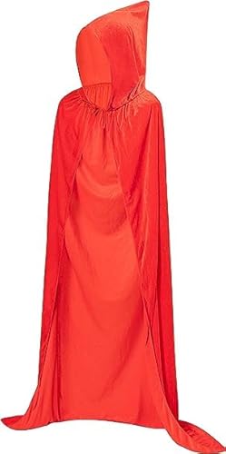 HBselect Halloween Umhang Vampir Kostüm Vampirumhang mit Kapuze für Erwachsene Damen Herren für Kinder aus Samt Rot Einlagig 110 cm von HBselect