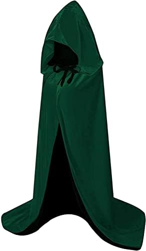 HBselect Halloween Umhang Vampir Kostüm Vampirumhang mit Kapuze für Erwachsene Damen Herren für Kinder aus Samt dopelseitig Grün Doppelt 150 cm von HBselect