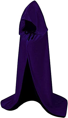 HBselect Halloween Umhang Vampir Kostüm Vampirumhang mit Kapuze für Erwachsene Damen Herren für Kinder aus Samt dopelseitig Violett Doppelt 130 cm von HBselect