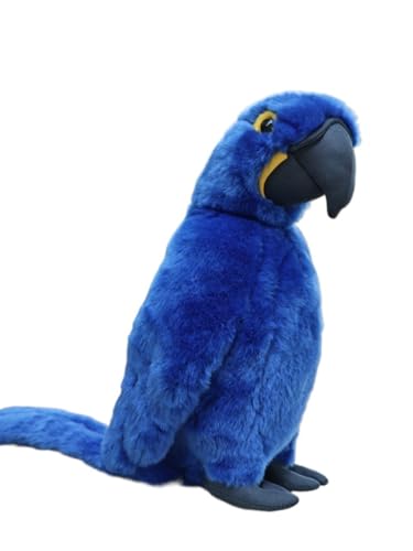 HCGX 13,8" Realistisches Plüschtier mit blauem Ara, weicher Papageivogel, süße Vogel-Plüschgeschenke (Anodorhynchus hyacinthinus) von HCGX