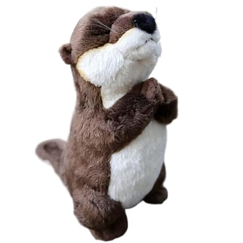 HCGX 8" Realistisches Otter-Plüschtier, süßes Plüschotter-Plüschtier, weicher Flussotter-Tierplüsch (Lutra lutra)(Red Brown) von HCGX