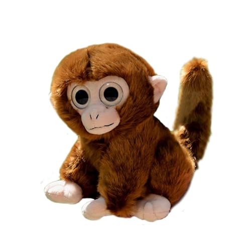 HCGX Simulation süße große Augen kleine AFFE Plüschtier grau Puppe Schwanz weiches und süßes Geschenk(Brown) von HCGX