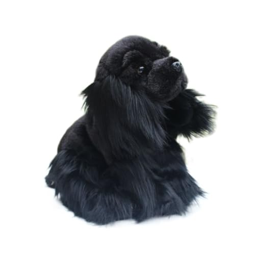 HCGX Simulierte Cocker Spaniel-Plüschpuppe, schwarzer englischer Spaniel, Spaniel-Welpe, Plüschtier, weicher und niedlicher Begleiter, Geschenk, Heimdekoration von HCGX