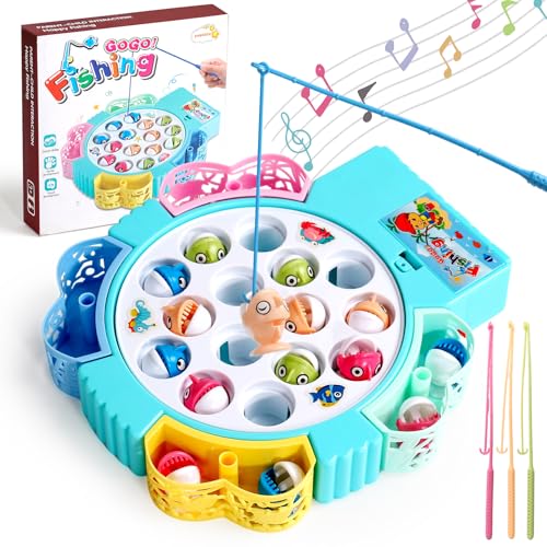 yoptote Angelspiel Spiele ab 3 Jahren- Angelspiel ab 2 Jahre Fische Angeln Spiel Kinder Spielzeug ab 3 Jahre, Angeln Brettspiel Game Set Geschenke für 2 3 4 Jährige, Musik und Pädagogischem Spielzeug von yoptote