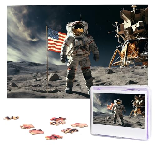 Astronaut Landing on The Moon Puzzles 1000 Pieces Personalized Jigsaw Puzzles Photos Puzzle for Adults Challenging Picture Puzzle with Storage Bag Puzzles for Men Women Home Decor (74.9 cm x 50.0 cm) von HCLYvexiria