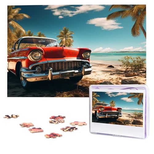 Auto-Strand-Puzzle, 1000 Teile, personalisiertes Puzzle, Foto-Puzzle für Erwachsene, anspruchsvolles Bilderpuzzle mit Aufbewahrungstasche, Puzzles für Männer und Frauen, Heimdekoration (74,9 x 50 cm) von HCLYvexiria