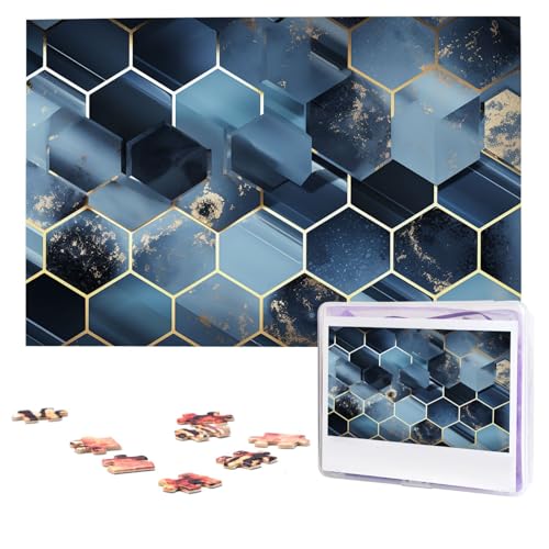 Blaue Sechsecke und Diamanten, Puzzle, 1000 Teile, personalisierbar, Foto-Puzzle für Erwachsene, anspruchsvolles Bilderpuzzle mit Aufbewahrungstasche, Puzzles für Männer und Frauen, Heimdekoration Blaue Sechsecke und Diamanten, Puzzle, 1000 Teile, personalisierbar, Foto-Puzzle für Erwachsene, anspruchsvolles Bilderpuzzle mit Aufbewahrungstasche, Puzzles für Männer und Frauen, Heimdekoration von HCLYvexiria