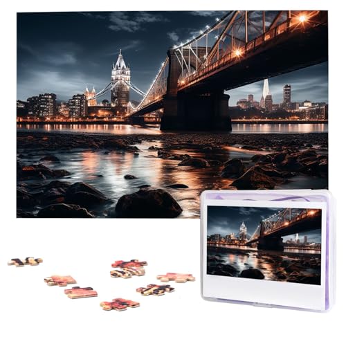 Brücke bei Nacht Puzzles 1000 Teile, personalisiertes Puzzle, Foto-Puzzle für Erwachsene, anspruchsvolles Bilderpuzzle mit Aufbewahrungstasche, Puzzles für Männer und Frauen, Heimdekoration (74,9 x 50 Brücke bei Nacht Puzzles 1000 Teile, personalisiertes Puzzle, Foto-Puzzle für Erwachsene, anspruchsvolles Bilderpuzzle mit Aufbewahrungstasche, Puzzles für Männer und Frauen, Heimdekoration (74,9 x 50 von HCLYvexiria